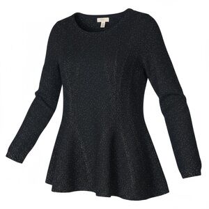 Cupio Black Metallic Knit Sweater Long Sleeve‎ Shimmer Top Women’s Small